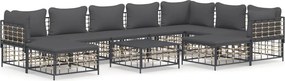 vidaXL 10 részes antracitszürke polyrattan kerti ülőgarnitúra párnával