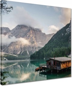 Vászonkép 40x40 Tájkép hegyekkel Házikó