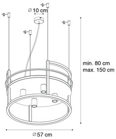 Ipari lógólámpa fekete polccal kerek 4-lámpás - Cage Rack