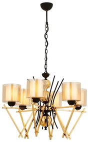 VARANA láncra akasztott csillár 6xE27/40W/230V fekete/arany