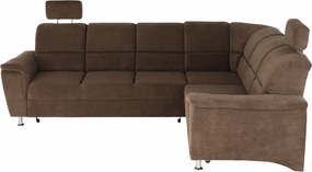 Kinyitható ülőgarnitúra, barna szövet, jobbos, SANTIAGO