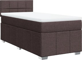 vidaXL sötétbarna szövet rugós ágy matraccal 90 x 190 cm