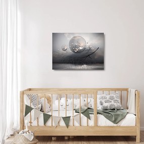 Absztrakt gömbök képe (üvegen) (70x50 cm)