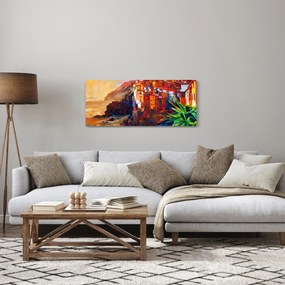 Kép - Falu Cinque Terre partján, az olasz riviérán, modern impresszionizmus (120x50 cm)