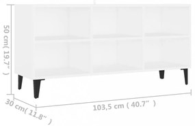 fehér TV-szekrény fémlábakkal 103,5 x 30 x 50 cm