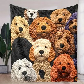 Takaró takaró ágytakaró kutyák Golden doodle mint patchwork art 150x200cm