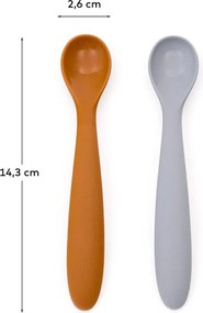 Világoskék-narancssárga műanyag-szilikon gyerek kanál szett 2 db-os Lili – Kave Home