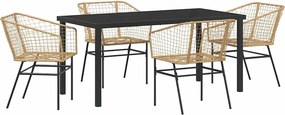 vidaXL Kert étkező szett 5 pcs Barna polirattan