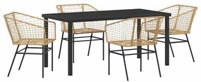 vidaXL Kert étkező szett 5 pcs Barna polirattan
