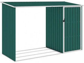 zöld horganyzott acél kerti tűzifatároló 245 x 98 x 159 cm