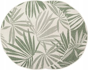 Kültéri Kerek Zsinóros Szőnyeg Zöld Pálmalevelek Brussels átm. 140 cm
