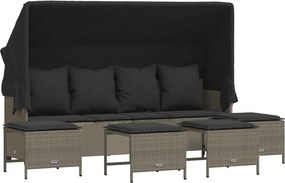 vidaXL 5 részes világosszürke polyrattan kerti ülőgarnitúra párnákkal