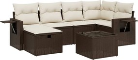 vidaXL 7 részes barna polyrattan kerti ülőgarnitúra párnákkal