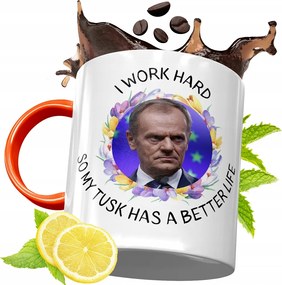 Donald Tusk Narancssárga Bögre Ajándék, fényképes nyomattal