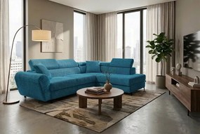 Jobb oldali, ággyá alakítható sarokkanapé TIL Kék