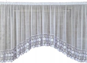 Kész függöny 300x120 ív,fehér fátyol,gipsz.virág 30cm