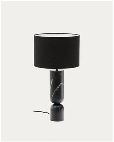 Fekete márvány asztali lámpa textil búrával (magasság 57 cm) Vex – Kave Home