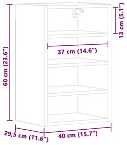 fekete forgácslap függő szekrény 40x29,5x60 cm