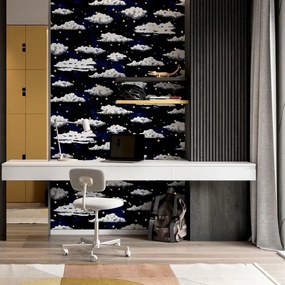 Arthouse Signature 2 Stars And Clouds arany-fehér csillagos papír tapéta – 923907