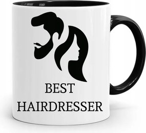 Bögre Fekete Fodrász Best Hairdresser nyomott mintával