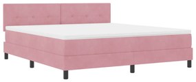 Boxspring Ágy Mattal Rózsaszín Szuper King Bársony