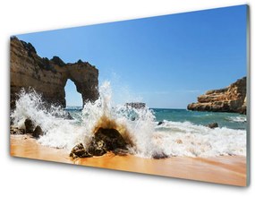 Fali üvegkép Beach Sea Waves Landscape 100x50 cm