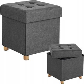 Tároló puff Kárpitozott Steppelt lábtartó tárolórekesszel Szürke