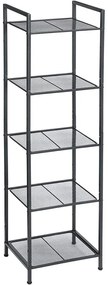 fürdőszobai polc, 5 szintes tároló állvány, fekete
