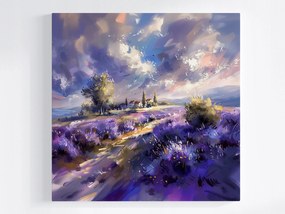 Vászonkép Canvas Tájkép Város Levendula Mező 80x80