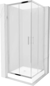Mexen Rio 90 x 90 cm-es, szögletes zuhanykabin, deres, króm + fehér zuhanytálca - 860-090-090-01-30-4510