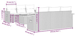 7 részes bézs polyrattan kerti ülőgarnitúra párnákkal