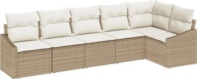 vidaXL Kanapé Szett párnával 6 pcs Bézs polirattan
