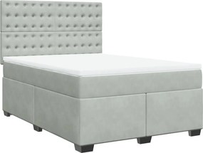 vidaXL világosszürke bársony rugós ágy matraccal 140x190 cm