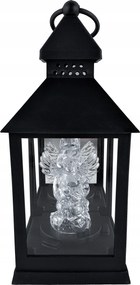 Angyalkás Lámpás, Ajándék, Angyal, Fekete Led-es, Elemes, Sírra