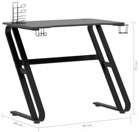 fekete ZZ-lábú gamer asztal 90 x 60 x 75 cm