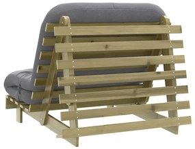 tömör impregnált fenyőfa futon kanapéágy matraccal 100x206x11cm