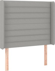 vidaXL világosszürke szövet fejtámla szárnyakkal 93x16x118/128 cm