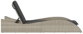 Világosszürke polyrattan napozóágy párnával 60x205x73 cm