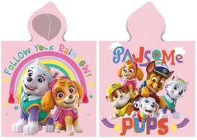 Gyerek poncsó PAW PATROL rózsaszín 55x110cm Faro