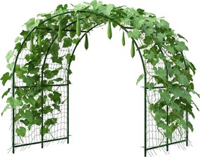 Outsunny rozsdavédelemmel ellátott, ívelt fém lugas paradicsomokhoz és kúszóknövényekhez, 210 × 250 × 216 cm – sötétzöld | Aosom