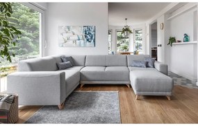 Világosszürke kinyitható-tárolóhelyes sarokkanapé (bal oldali-U alakú) Classy Sophie – Miuform