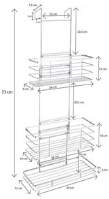 Erga Rafek, háromágyas fürdőszobai zuhanypolc akasztható 30x12,5x71 cm, króm, ERG-YKA-CH.RAFEK-CHR