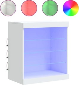 vidaXL fehér tálalószekrény LED-világítással 60,5 x 37 x 67 cm