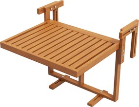 Outsunny Függő Erkélyasztal, Összecsukható Erkélyasztal, Magasságban Állítható Függőasztal, Teherbírása 20 kg, Teraszra, Kertbe, Fenyo, 68 x 65 cm, Te