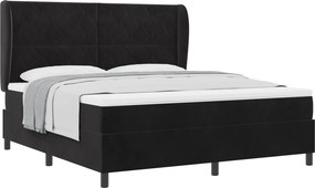 vidaXL Boxrugós ágy matracmal Fekete 200 x 180 cm Poliészter