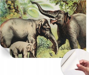 Öntapadós tapéta Divatos 3D fali ragasztóval Családi elefántok 104x70 cm