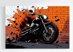 Vászonkép Canvas Grafika Képregény Fal Tégla Motorkerékpár Motor 120x80