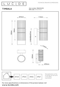 Lucide 11840/02/30 - Kültéri fali lámpatest TIMBALA 2xGU10/7W/230V IP44