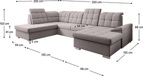 Kinyitható ülőgarnitúra, szürkésbézs Taupe, balos, OREO U