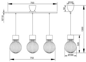 Reality - Csillár zsinóron DAVE 3xE27/40W/230V